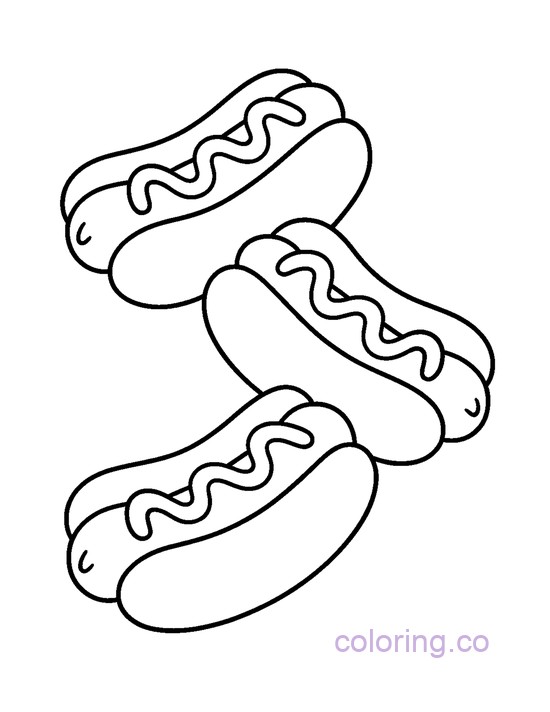 Fun Hot dog Coloring Page for Preschoolers