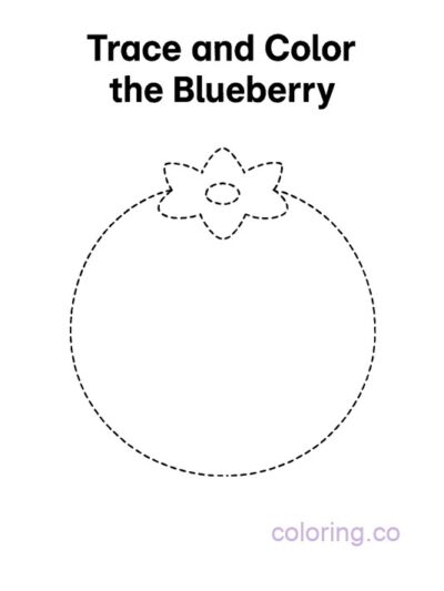 Trace and Color Blueberry Coloring Page for Kids