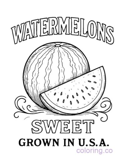 Vintage Watermelon Crate Label Coloring Page