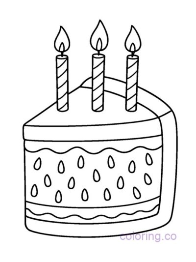 Watermelon Birthday Cake Coloring Page for Kids