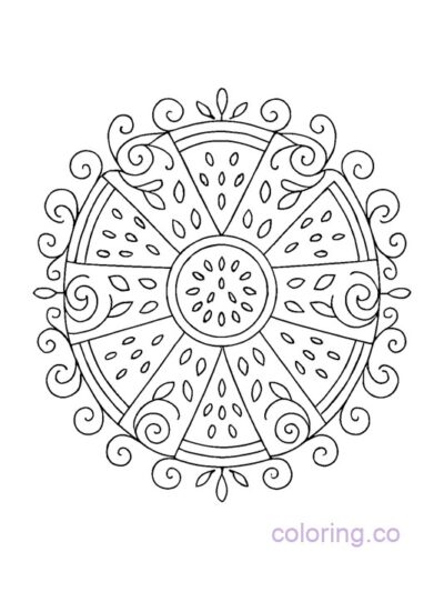 Watermelon Mandala Coloring Page for Teens