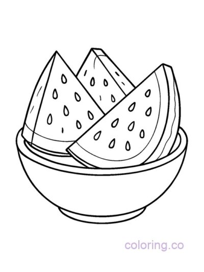 Fun Watermelon Bowl Coloring Page for Preschoolers