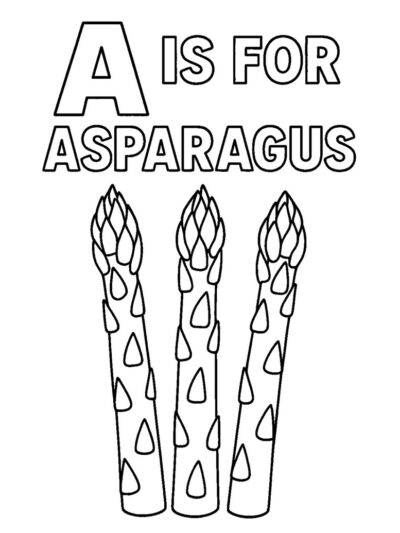 asparagus coloring page learning printable, spelling printable for preschoolers and kids