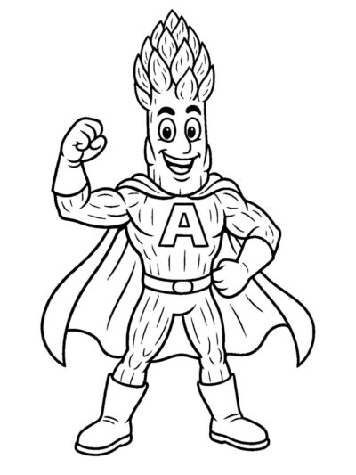 asparagus superhero coloring page
