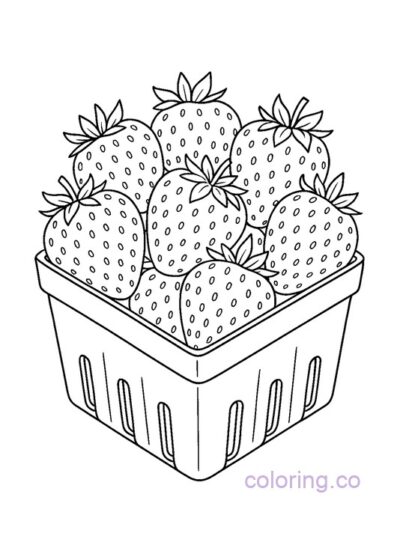 Cute Strawberry Carton Coloring Page for Kids
