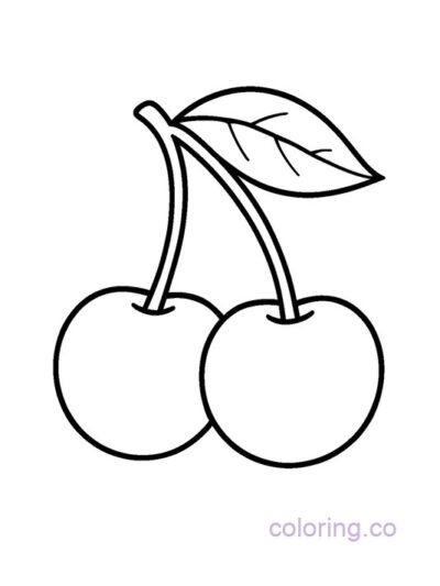 Simple Cherry Coloring Page for Kids