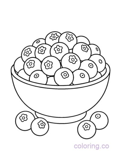 Delightful Blueberries in a Bowl Coloring Page