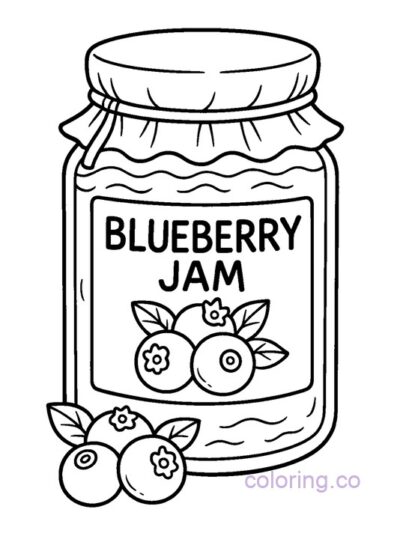 Blueberry Jam Jar Coloring Page for Kids