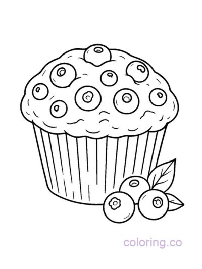 Delicious Blueberry Muffin Coloring Page for Kids