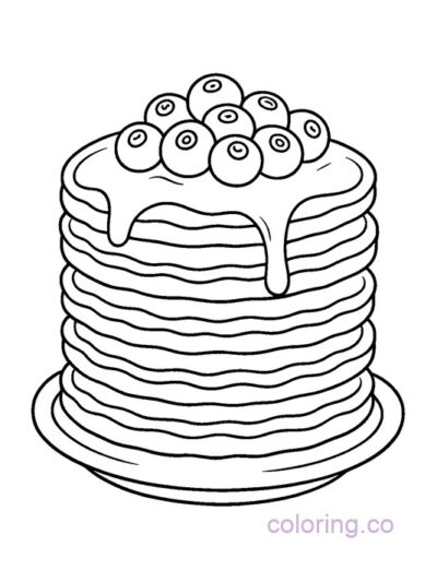 Delicious Blueberry Pancakes Coloring Page