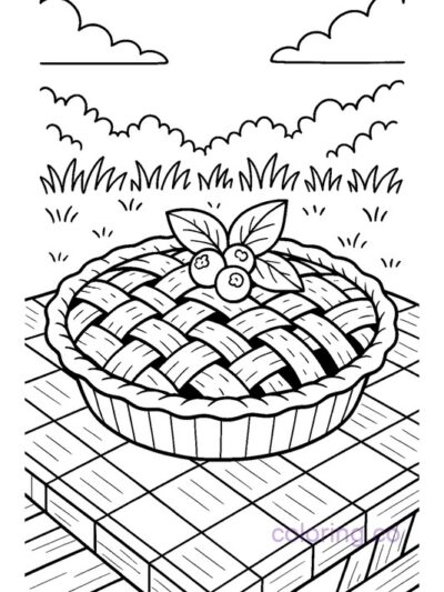 Fun Blueberry Pie Picnic Coloring Page for Kids