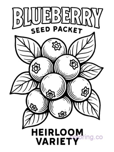 Blueberry Seed Packet Coloring Page for Kids