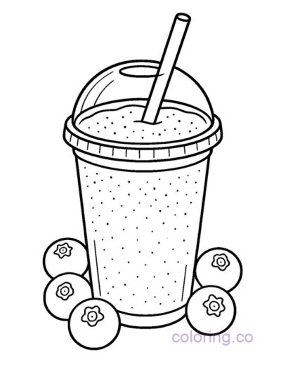Blueberry Smoothie Coloring Page for Kids