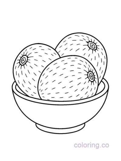 Kiwi Fruit Bowl Coloring Page for Kids