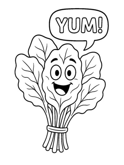 cute spinach bundle coloring sheet