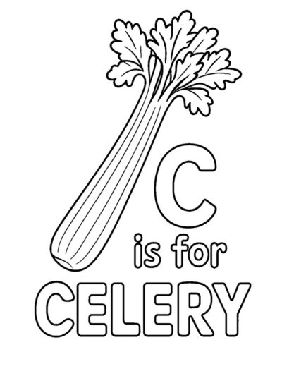 kids vegetable printable, celery coloring page