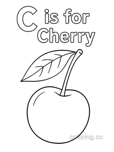 C is for Cherry Coloring Page for Kids