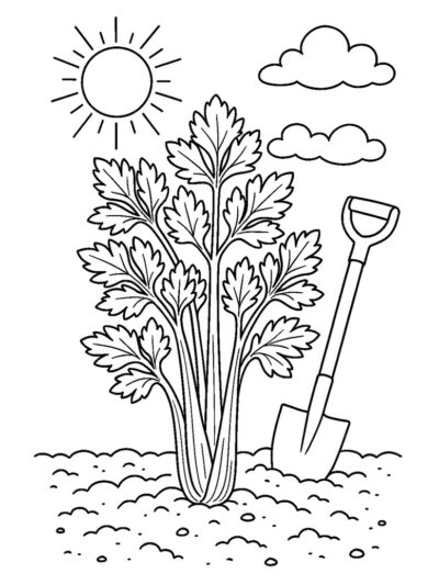 garden scene celery coloring page