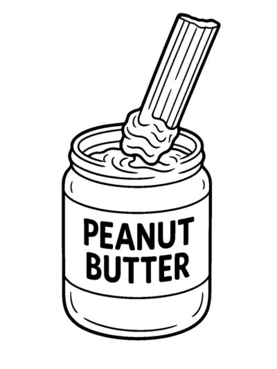 peanut butter and celery coloring page, free printable coloring pages for preschoolers and kids