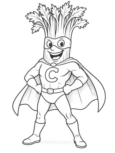 celery superhero coloring page
