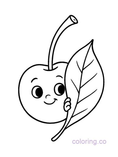 Charming Cherry Peekaboo Coloring Page for Kids
