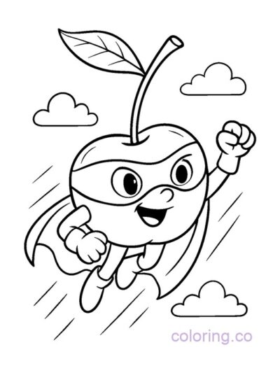 Fun Cherry Superhero Coloring Page for Kids