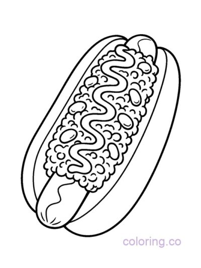 Fun Chili Dog Coloring Page for Kids and Teens