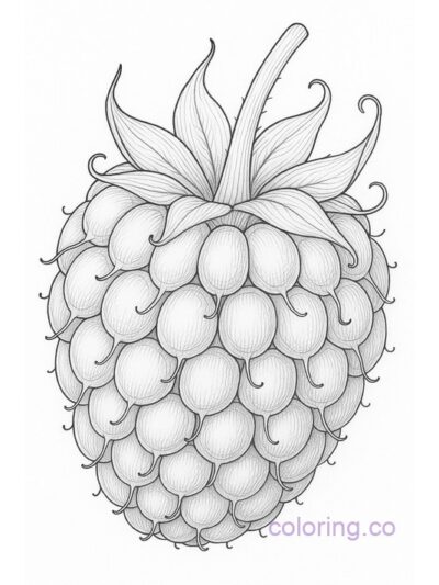 Detailed Raspberry Coloring Page for Adults