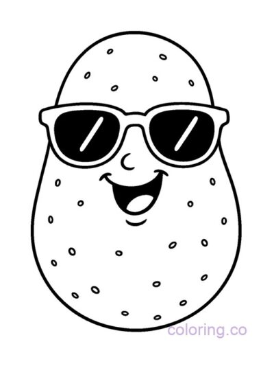 Cool Potato with Sunglasses Coloring Page