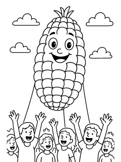 funny corn balloon coloring page