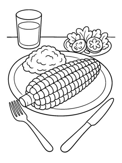 corn dinner plate coloring page
