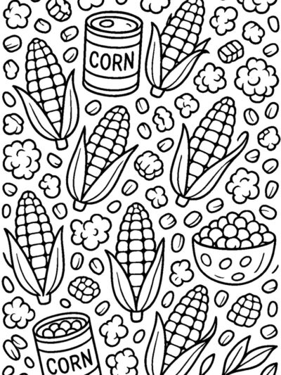 corn pattern coloring page, adults, kids