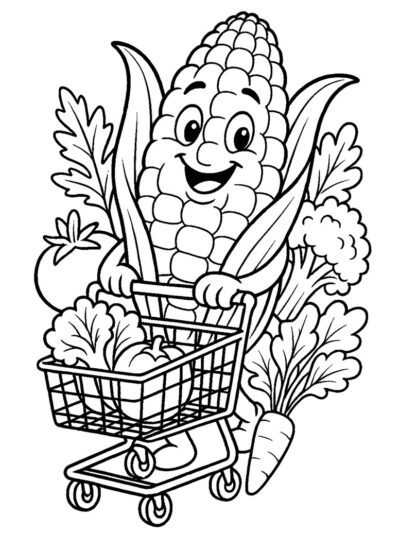 grocery shopping coloring page free