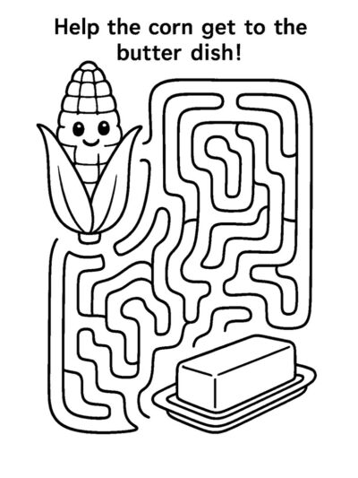 printable corn coloring and maze activity