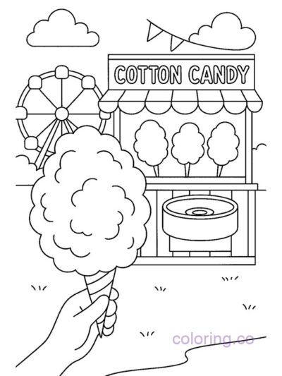 Fun Fair Cotton Candy Coloring Page for Kids