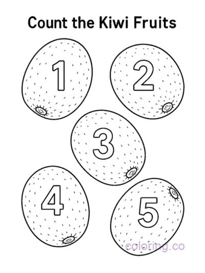 Count the Kiwi Fruits Coloring Page for Kids