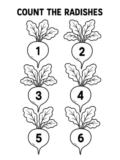 free radish counting and coloring sheet for kdis