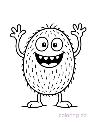 Fun and Fuzzy Kiwi Monster Coloring Page for Kids