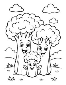 veggie family cute coloring printable