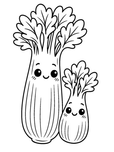 kawaii style celery coloring page