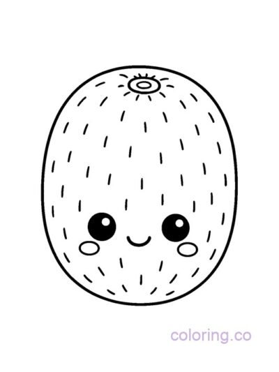 Cute Kawaii Kiwi Coloring Page for Kids