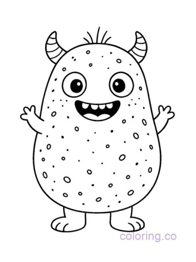 Cute Potato Monster Coloring Page for Kids