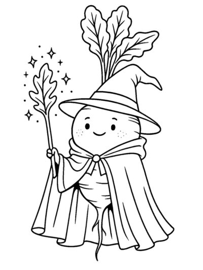 radish wizard coloring page