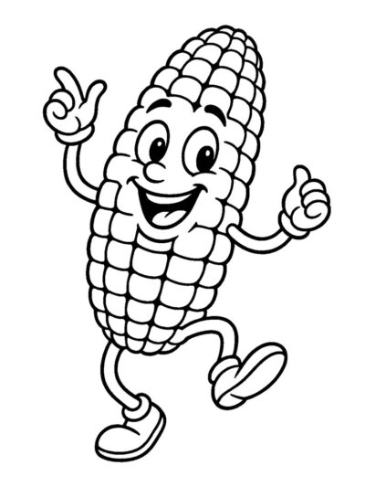dancing corn coloring page