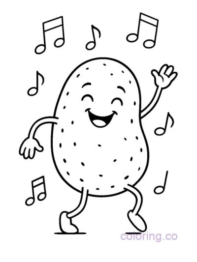 Dancing Potato Coloring Page for Kids