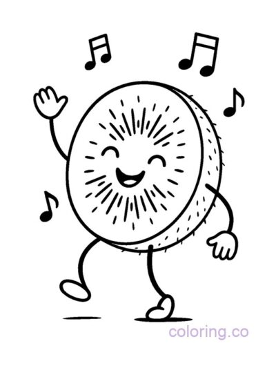 Dancing Kiwi Coloring Page for Kids