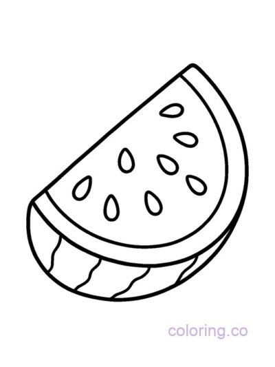 Easy Watermelon Slice Coloring Page for Kids