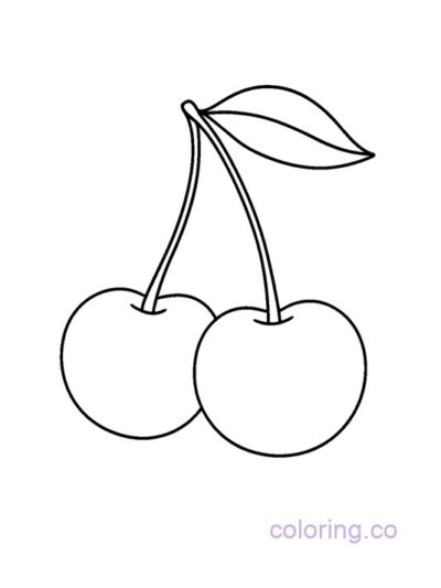 Easy Cherry Coloring Page for Kids