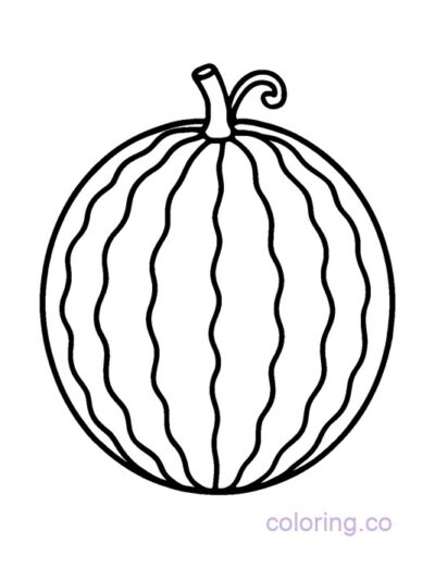 Easy Whole Watermelon Coloring Page for Kids