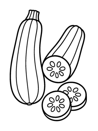 easy zucchini coloring page for kids